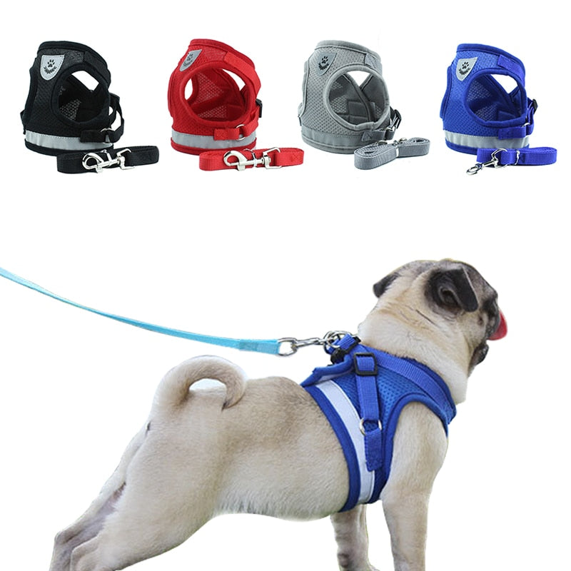 Reflective Dog Harness & Leash Set – Adjustable Safety Vest for Pets