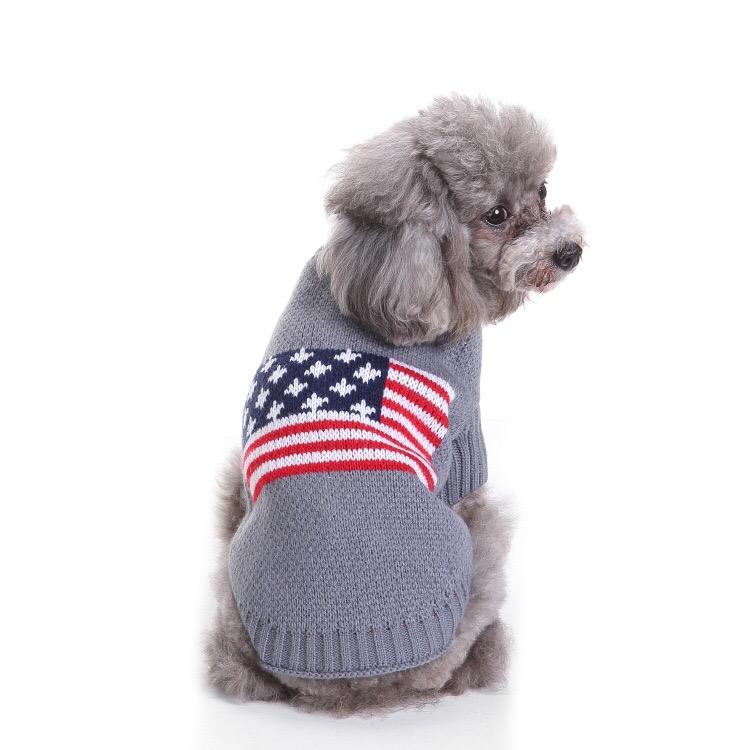 American Flag chien Sweater, chaud hiver animal Jumper