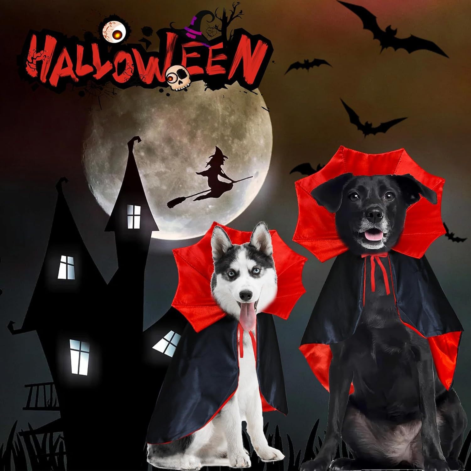 Capa de Morcego Engraçada para Cães e Gatos, Traje de Halloween