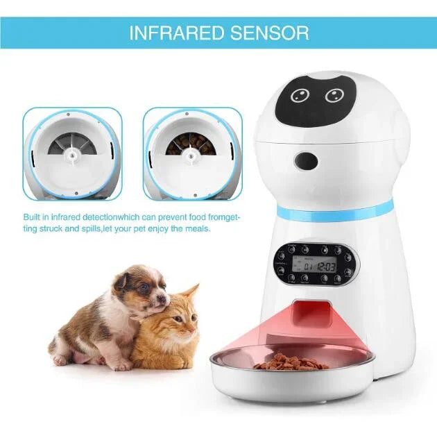 Alimentador automático para animais de estimação 3,5L, alimentador inteligente para animais de estimação, tabuleiro para alimentos em aço inoxidável
