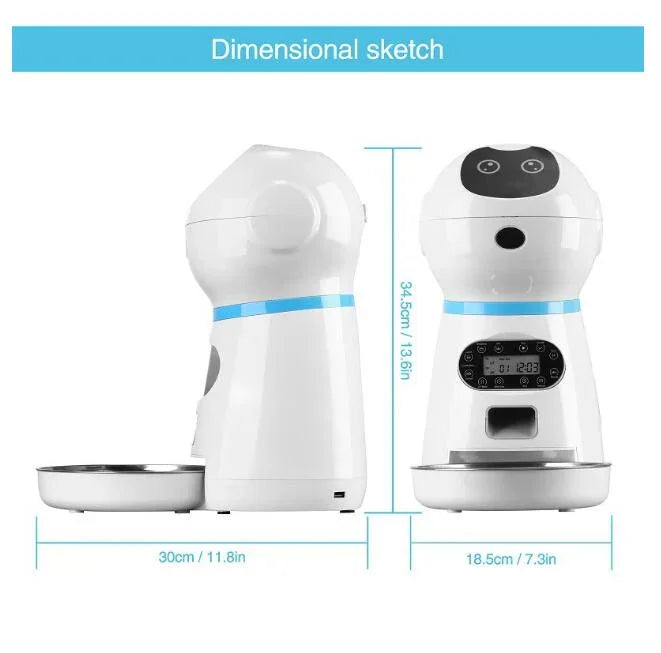 Alimentador automático para animais de estimação 3,5L, alimentador inteligente para animais de estimação, tabuleiro para alimentos em aço inoxidável