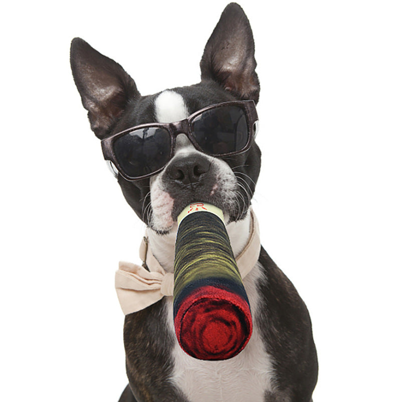 Green Cigar-Shaped Plush Squeaky chien jouet pour Chewing et Play