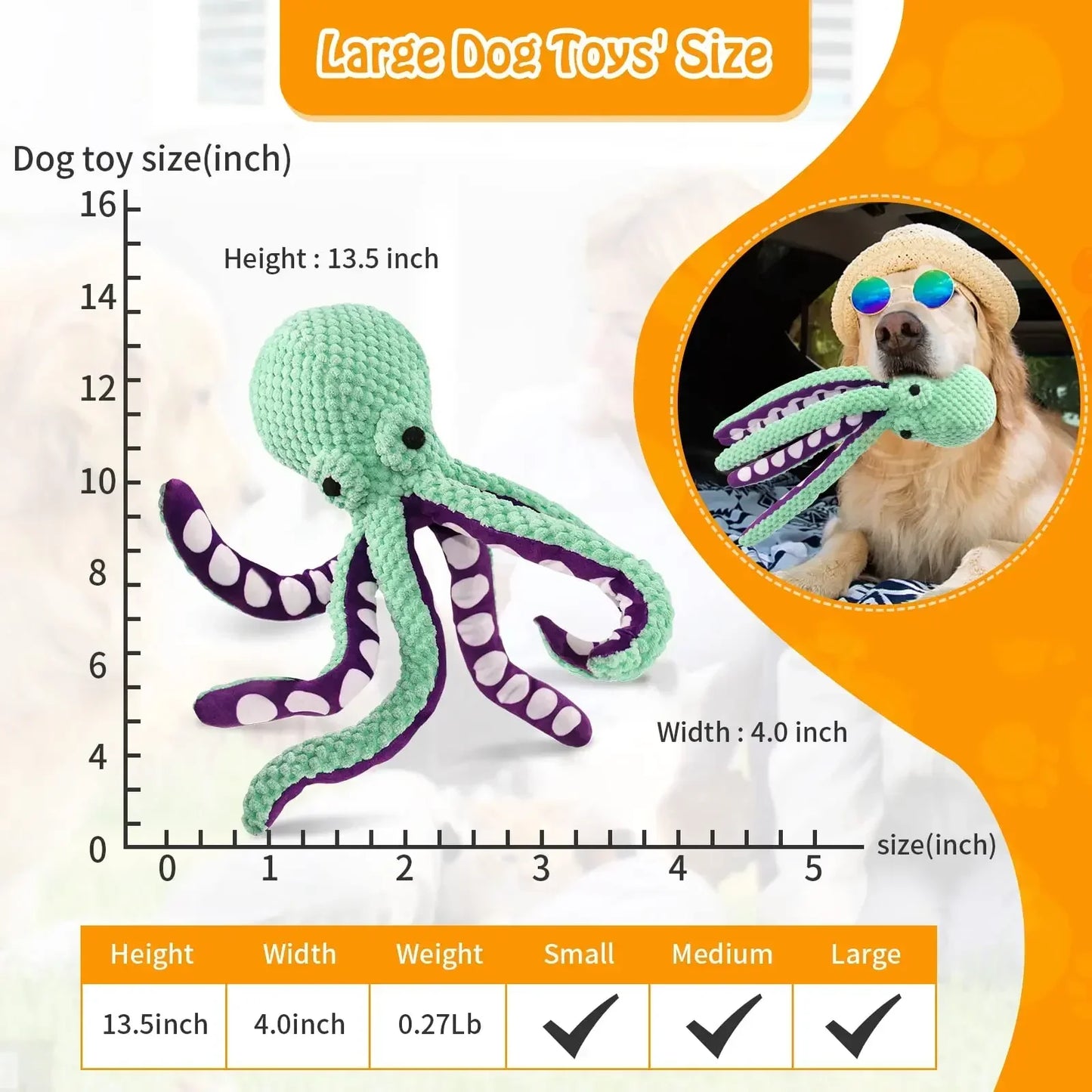 Octopus Plush Toy for Dogs & Cats – Squeaky, Bite-Resistant & Teeth-Cleaning Fun
