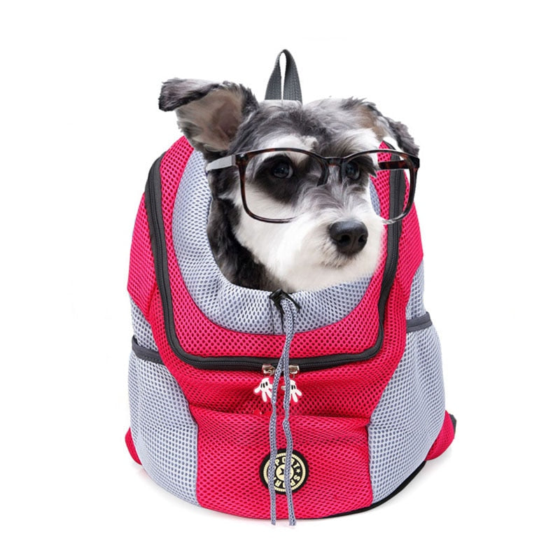 Mochila de Transporte para Animais de Estimação para Exteriores com Painéis de Malha para Cães e Gatos Pequenos
