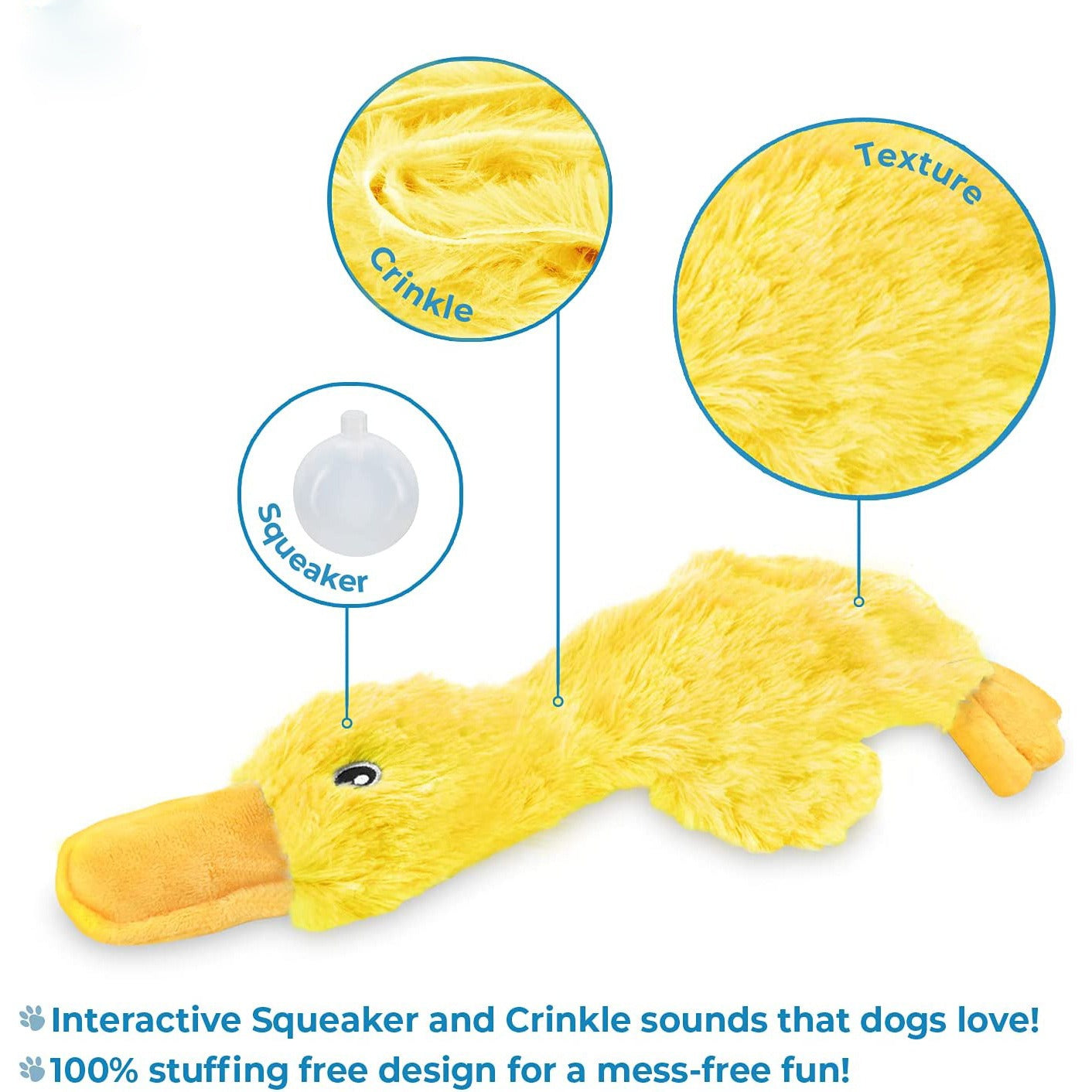 Brinquedo de Cão Pato de Peluche Sem Enchimento com Apito para Mastigar e Brincar