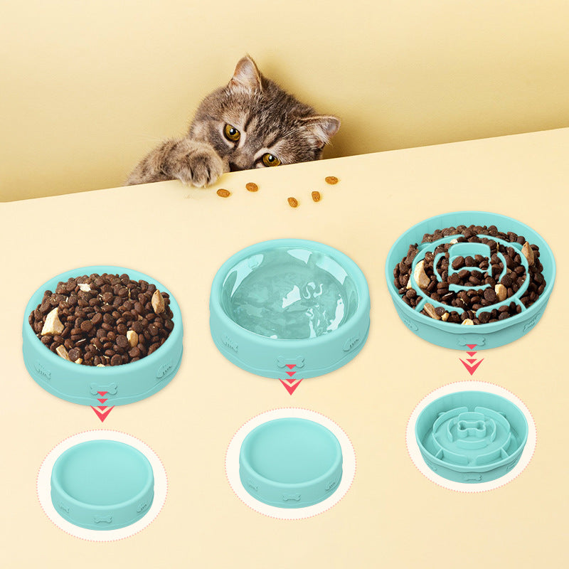 Tigela Portátil de Silicone para Animais de Estimação de Alimentação Lenta, Comedouro e Bebedouro 2 em 1