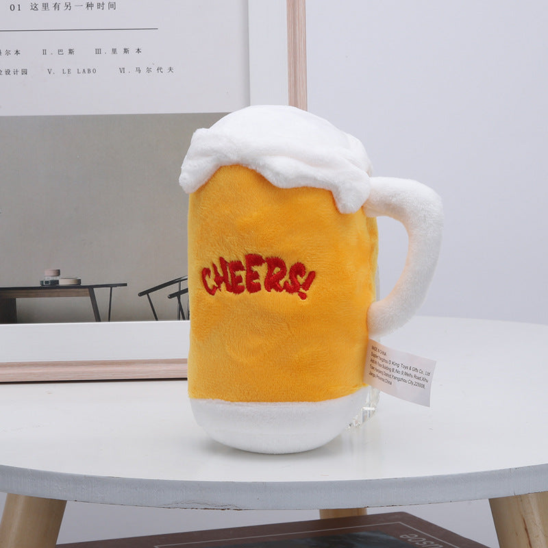 Plush Beer Bottle Squeaky chien jouet pour interactif Play