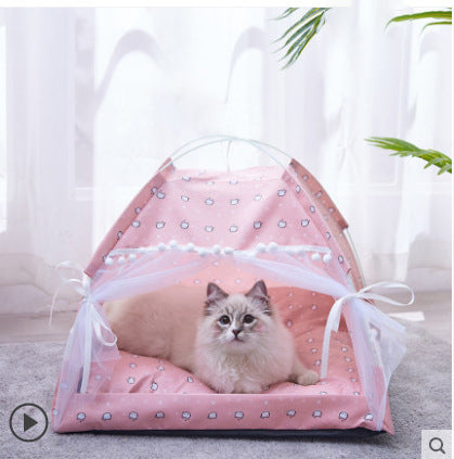 Cama-Ninho Semicerrada para Gatos e Cães Pequenos, para Todas as Estações