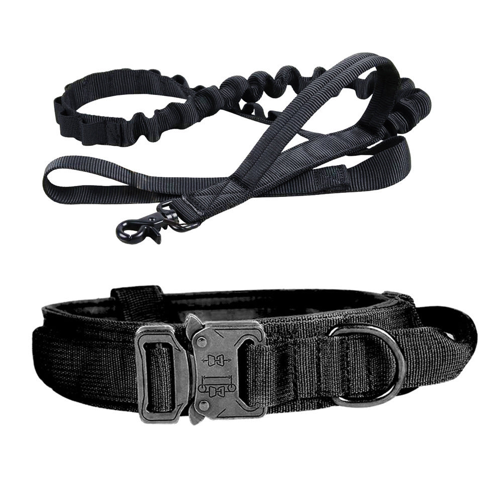 Conjunto Tático de Coleira e Trela para Cães, Equipamento de Treino e Passeio ao Ar Livre para Cães