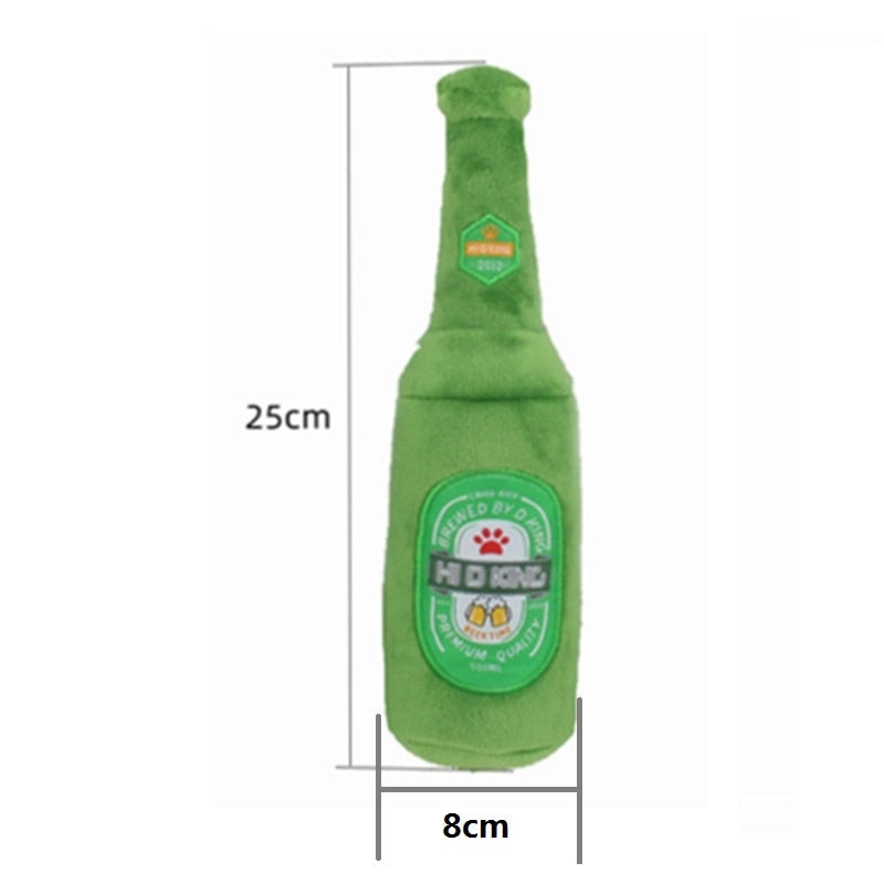 Garrafa de Cerveja de Pelúcia com Apito para Cães para Brincadeira Interativa
