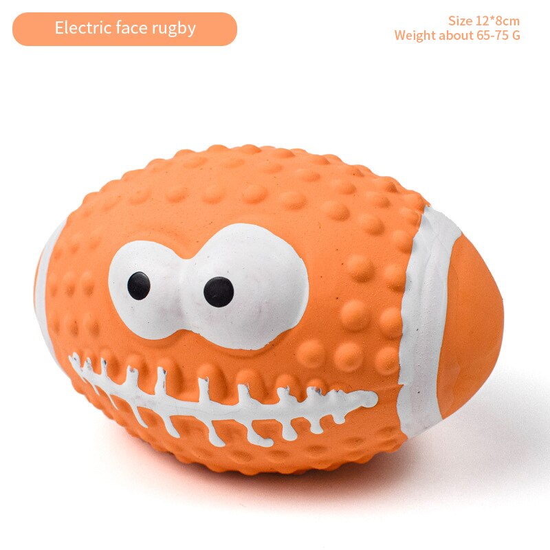 Latex Dog Toy Ball – Elastic Cotton-Filled Football with Squeak Sound