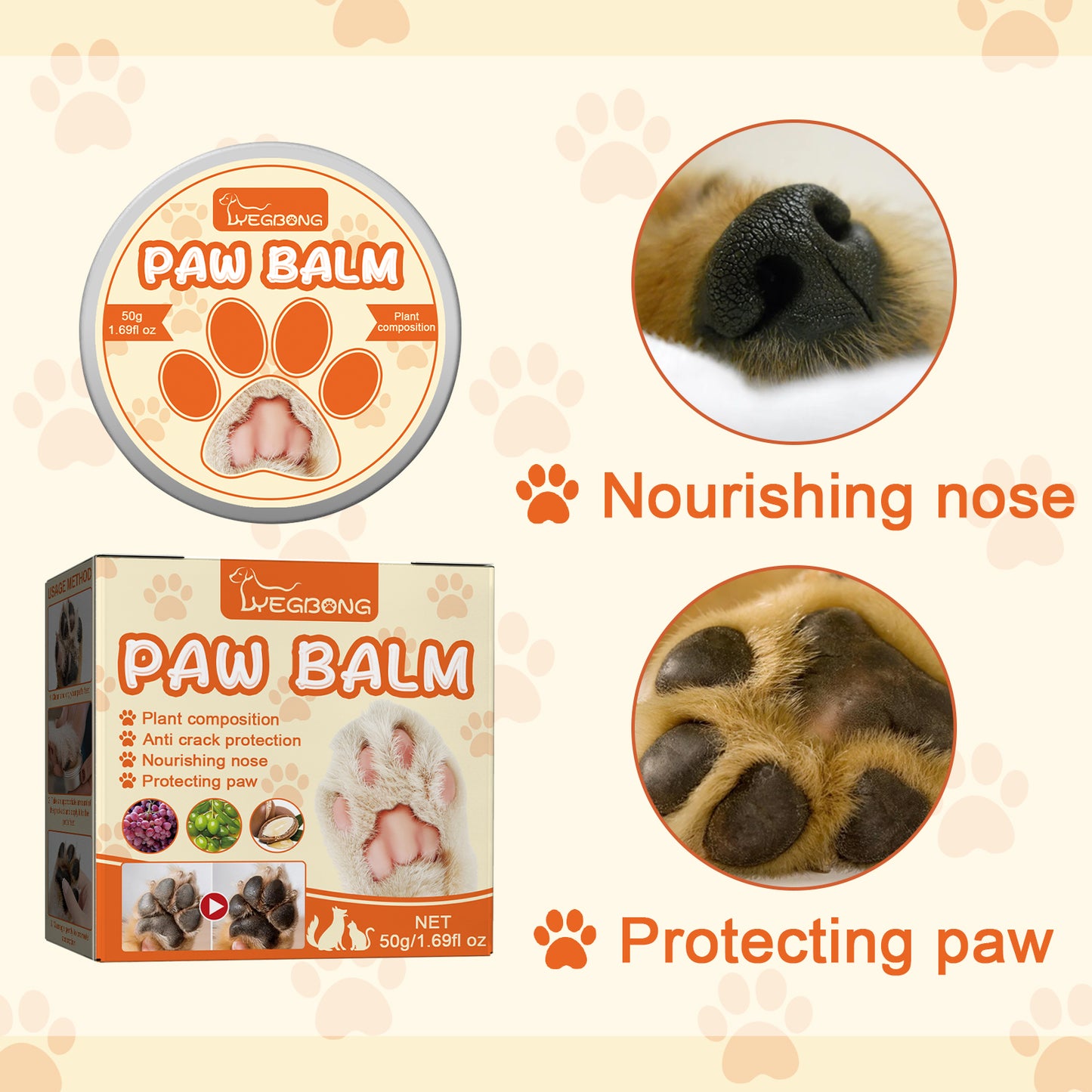 Universal Pet Paw Moisturizing Cream – Foot Care for Cats and Dogs, Cracked Paw Pad Treatment