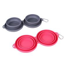 Pliable Silicone Double animal gamelle pour voyage et d’extérieur repas