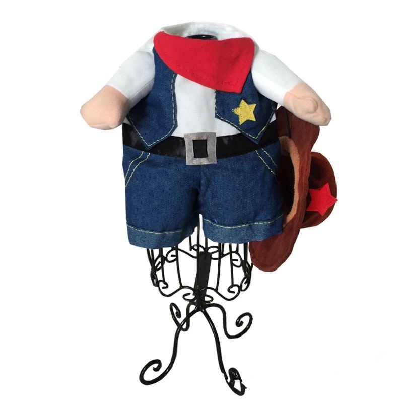 Déguisement amusant pour animaux de compagnie : costume de cowboy pour chat, idéal pour Halloween ou Noël. 