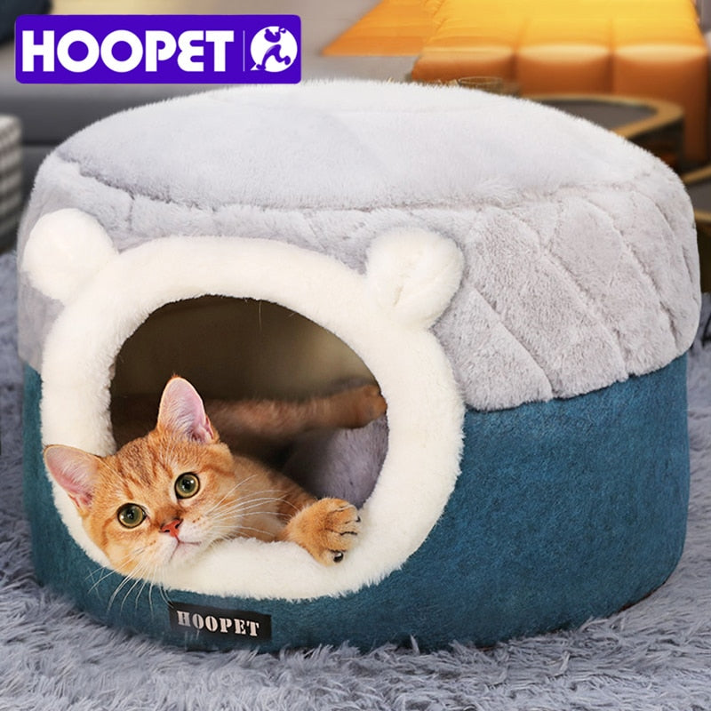 Cama de Pelúcia Macia para Animais de Estimação com Almofada para Gatos e Cães Pequenos, Ninho Quente de Inverno