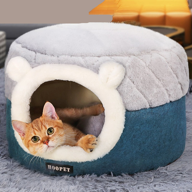 HOOPET Cat & Dog Bed – Soft Plush Kennel Nest for Warm Winter Sleep