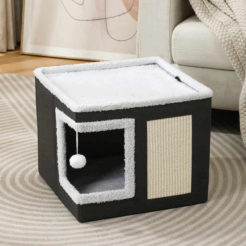 Banco de Arrumação Dobrável com Camas e Descanso para Pets Integrada para Gatos e Cães
