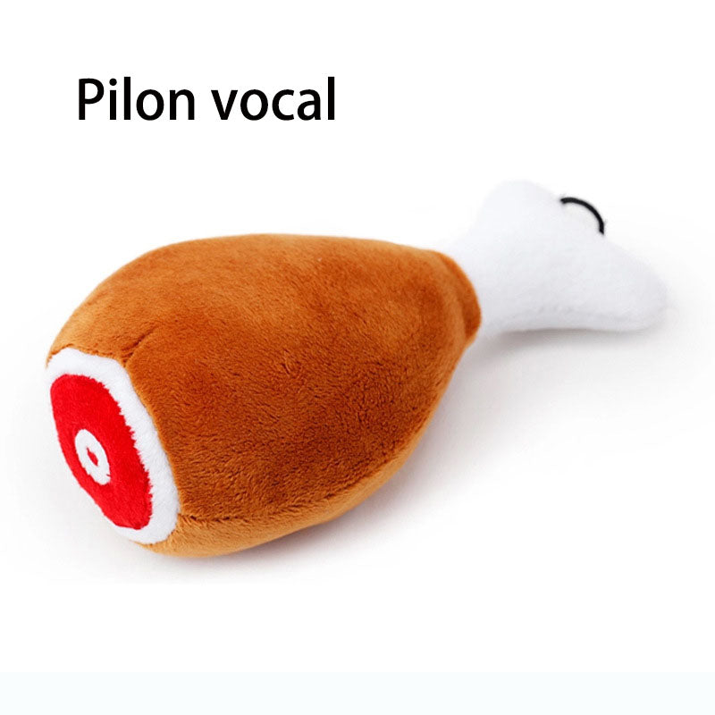 Brinquedo de Cão Guinchante em Peluche Perna de Frango, Brinquedo Duradouro para Mastigar para Animais de Estimação
