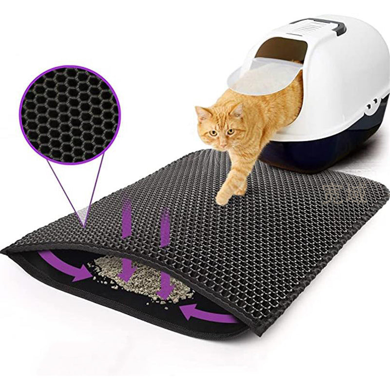 Double-Layer EVA chat Litter tapis, Traps Litter et Keeps Floors Clean