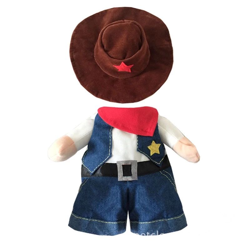 Déguisement amusant pour animaux de compagnie : costume de cowboy pour chat, idéal pour Halloween ou Noël. 