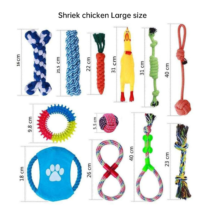 Conjunto de Brinquedos para Cão em Corda de Algodão para Mastigar e Limpeza dos Dentes