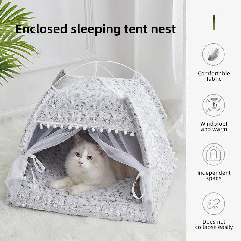 Cama-Ninho Semicerrada para Gatos e Cães Pequenos, para Todas as Estações