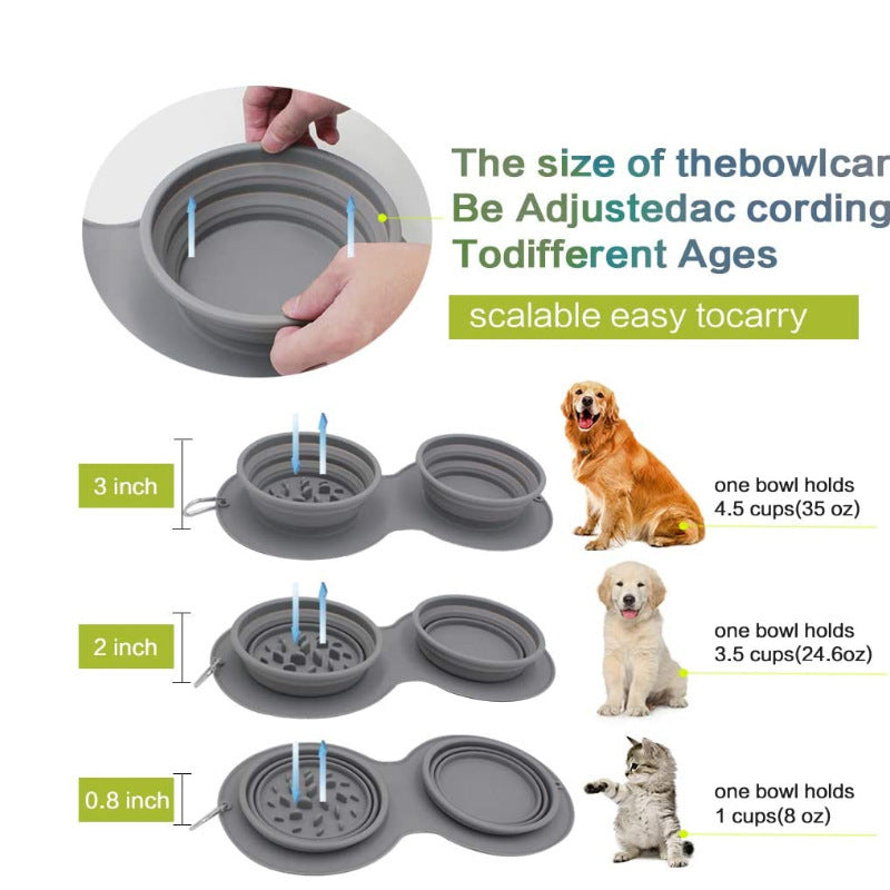 Folding Slow Feeder Bowl – Anti-Choke Double Food Bowl for Dogs