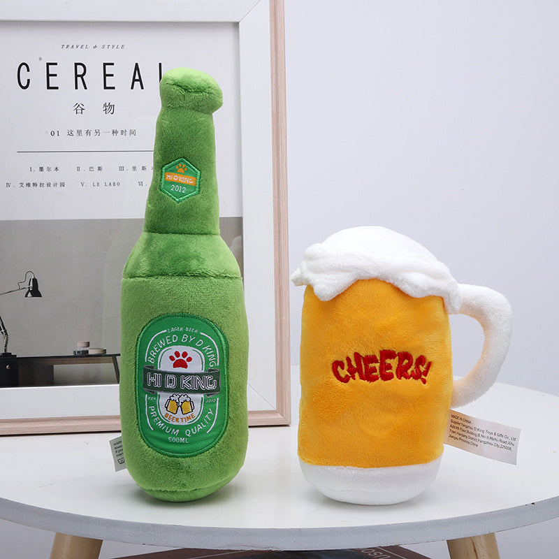 Plush Beer Bottle Squeaky chien jouet pour interactif Play