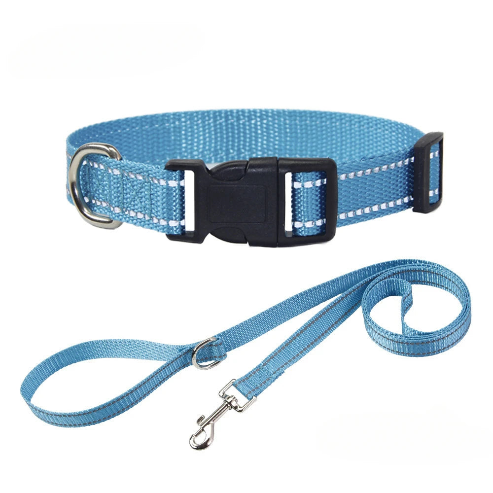 Conjunto de Trela e Coleira de Nylon para Cães Pequenos, Médios e Grandes