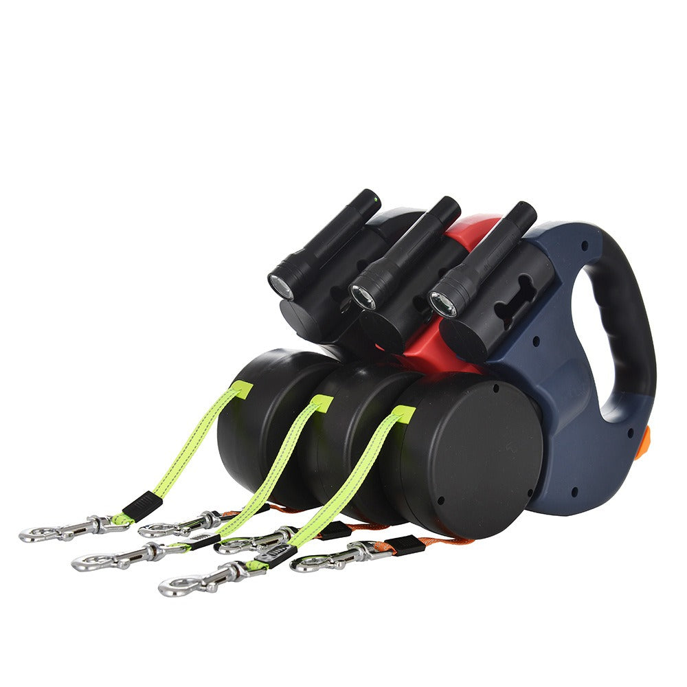 Retractable Double chien laisse avec LED Flashlight, Two-chien Walking Lead
