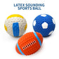 Latex Dog Toy Ball – Elastic Cotton-Filled Football with Squeak Sound