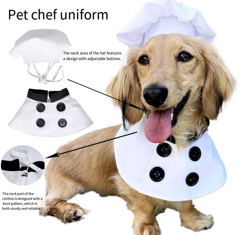 Chien Chef Costume avec Hat, Funny animal Cosplay Outfit