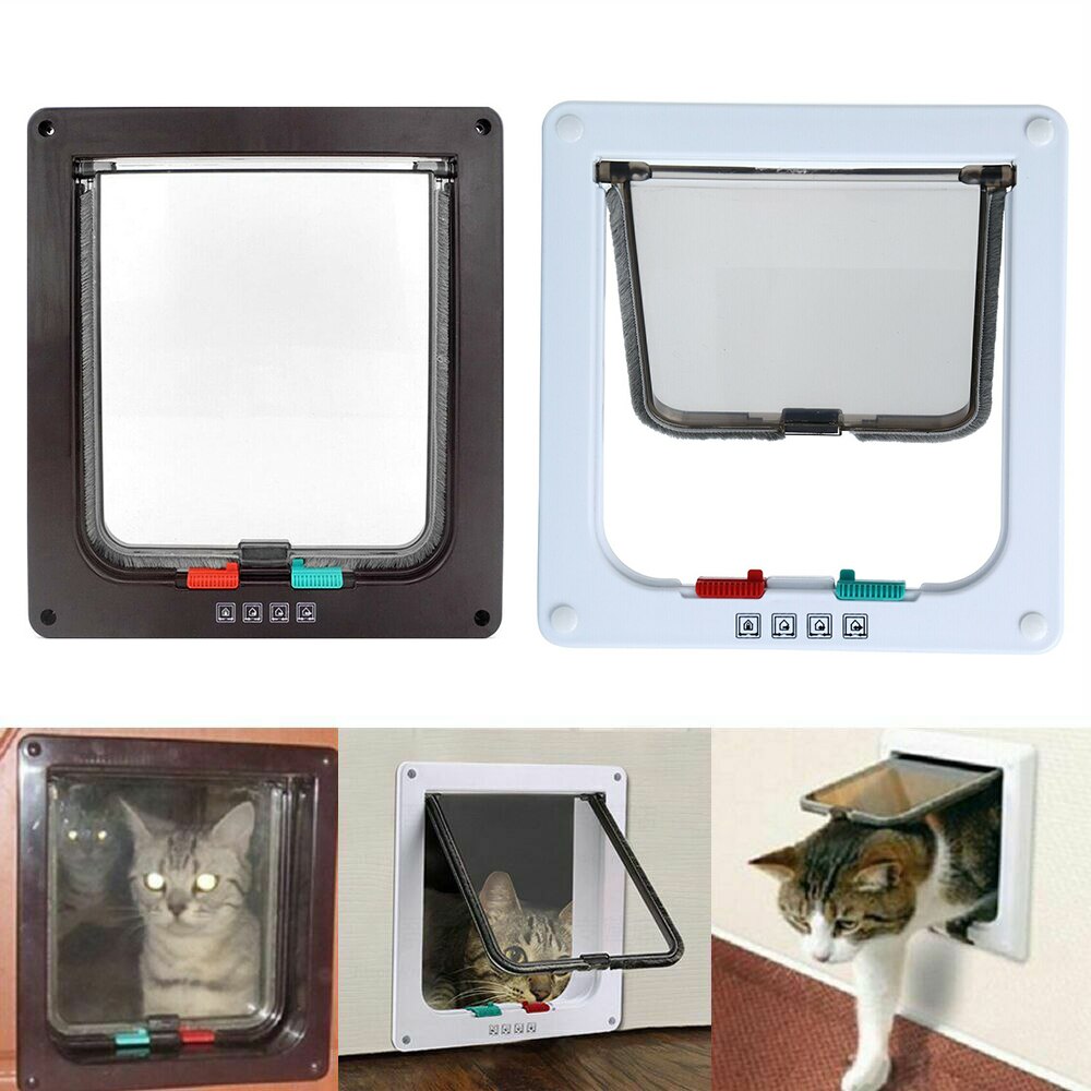 4-Way Lockable Pet Door – Durable ABS Cat & Dog Flap Gate for Indoor Use