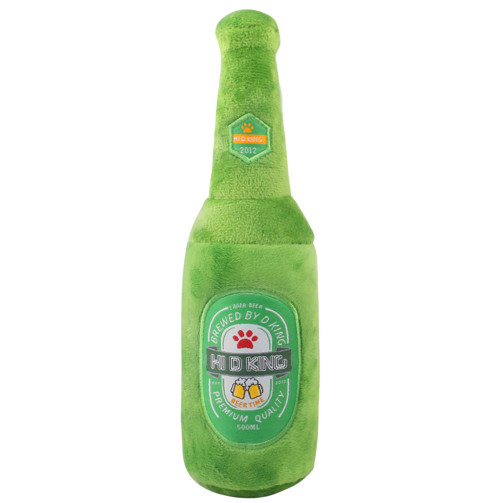 Plush Beer Bottle Squeaky chien jouet pour interactif Play
