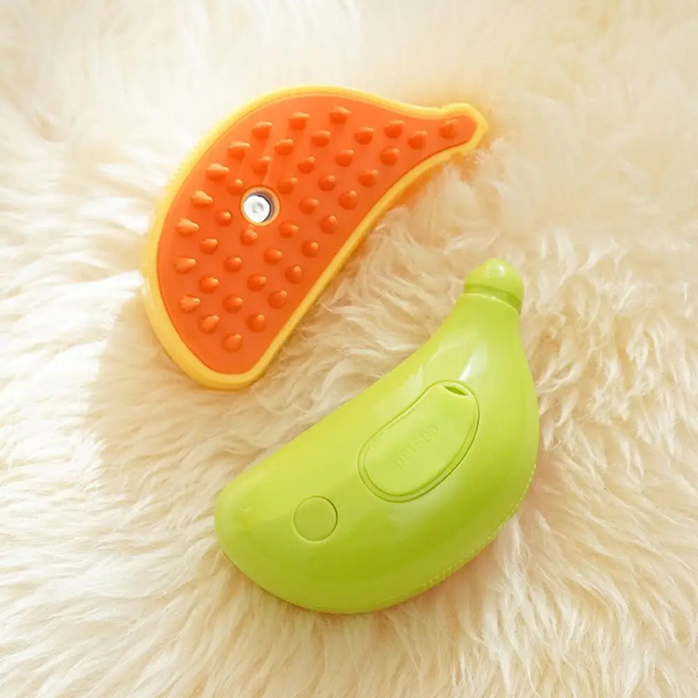 Banana-Shaped Pet Grooming Brush – Steamy Hair Removal Tool for Cats & Dogs