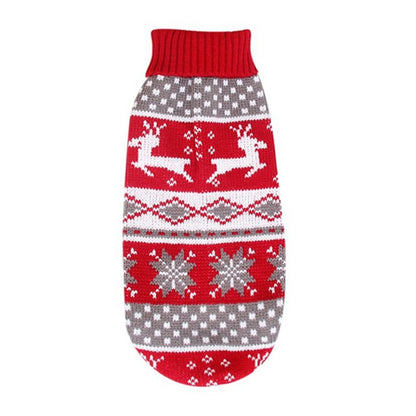 Christmas Sweater for Pets – Reindeer & Snowflake Knitted Holiday Outfit