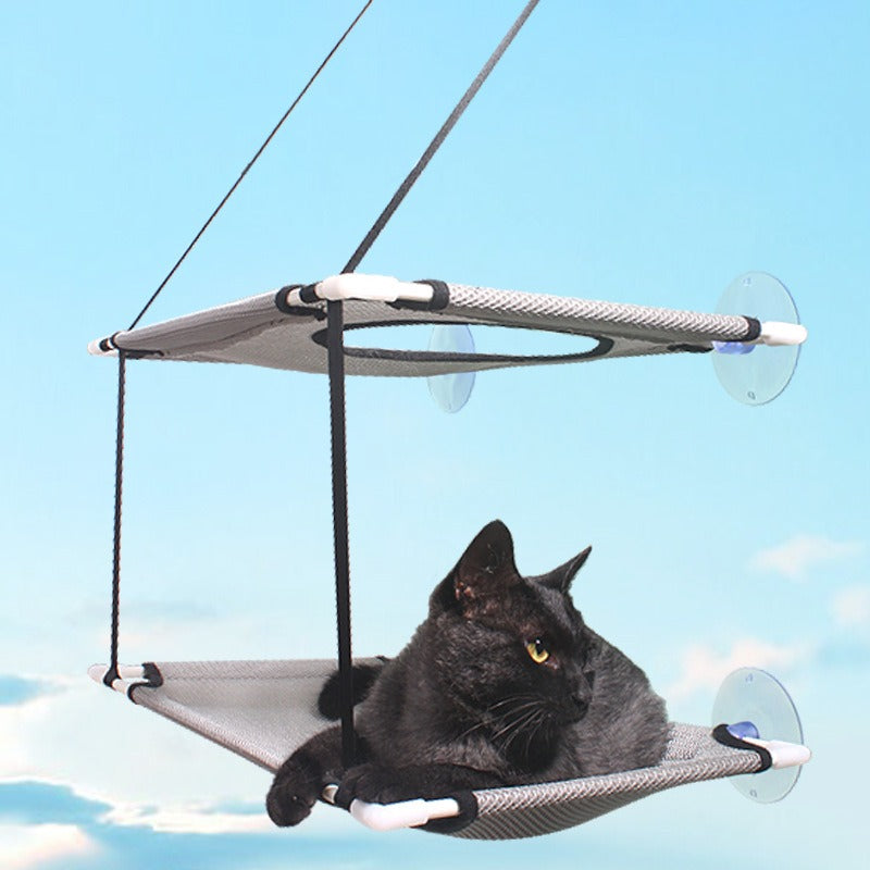 Cama Suspensa para Gatos de Montagem em Janela com Ventosas, Cesto Suspenso de Camada Dupla