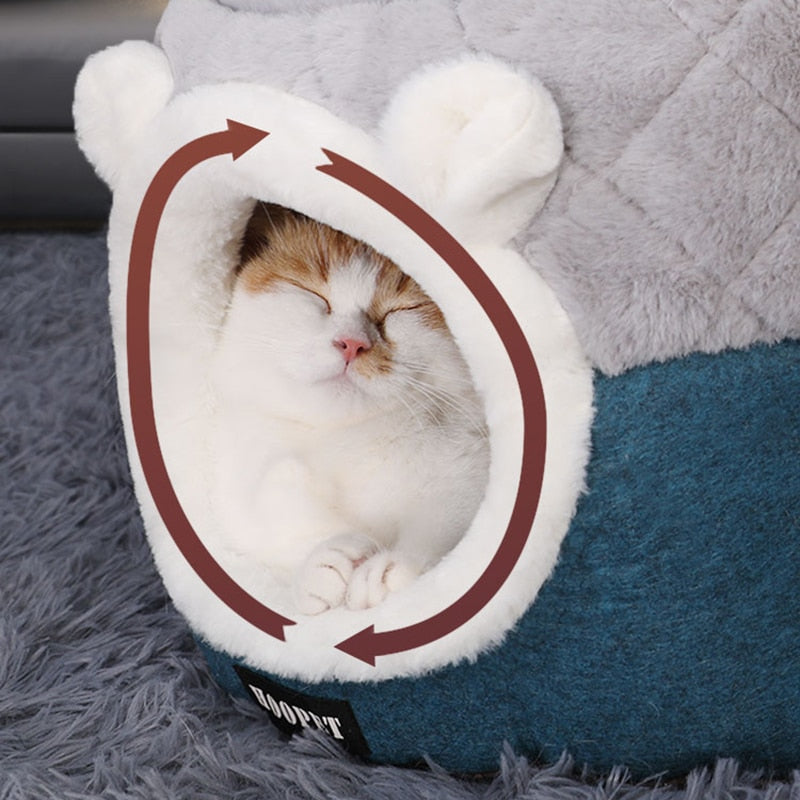 Cama de Pelúcia Macia para Animais de Estimação com Almofada para Gatos e Cães Pequenos, Ninho Quente de Inverno