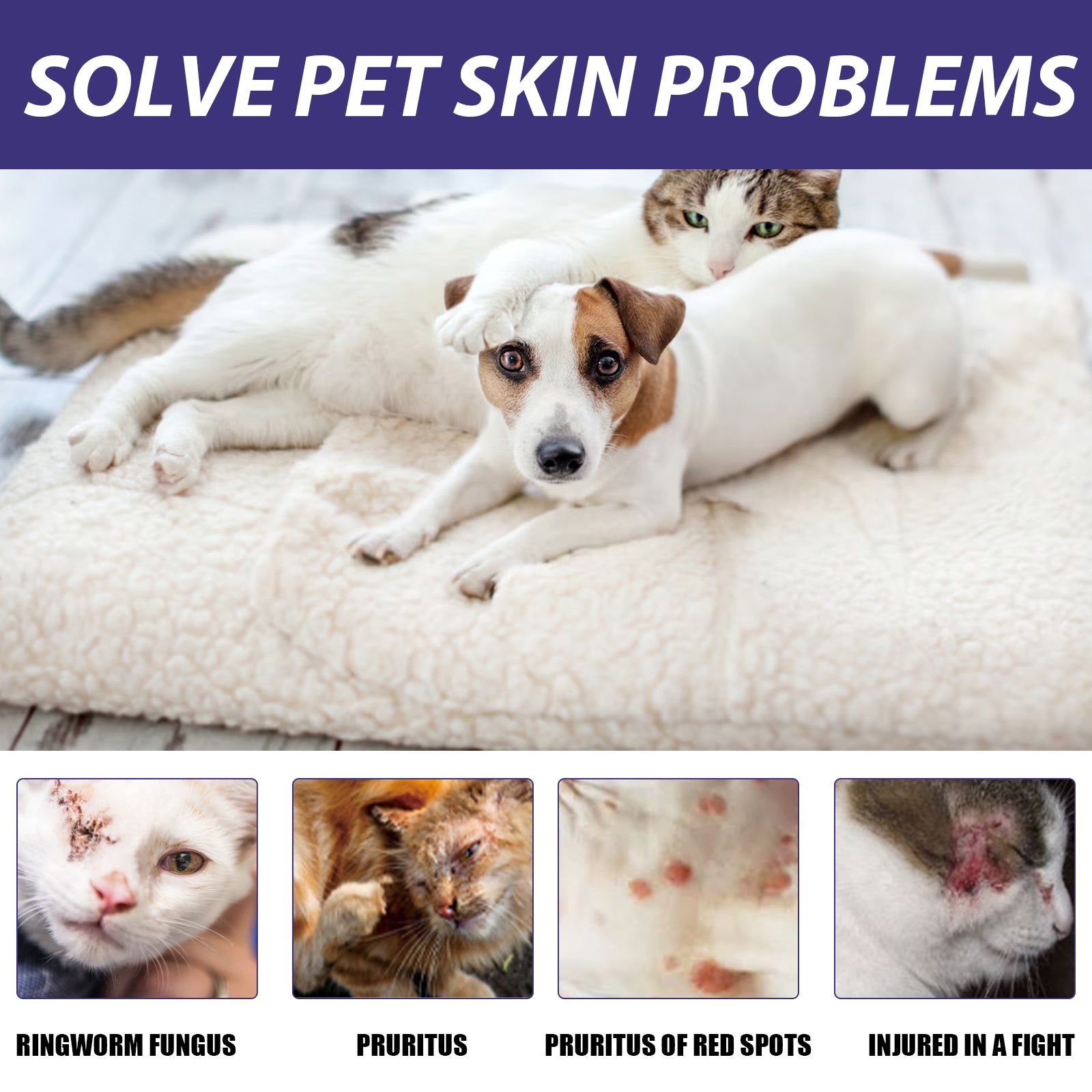 Spray de Cuidados com a Pele para Cães e Gatos, Cuidados Calmantes para Pele com Comichão ou Irritada