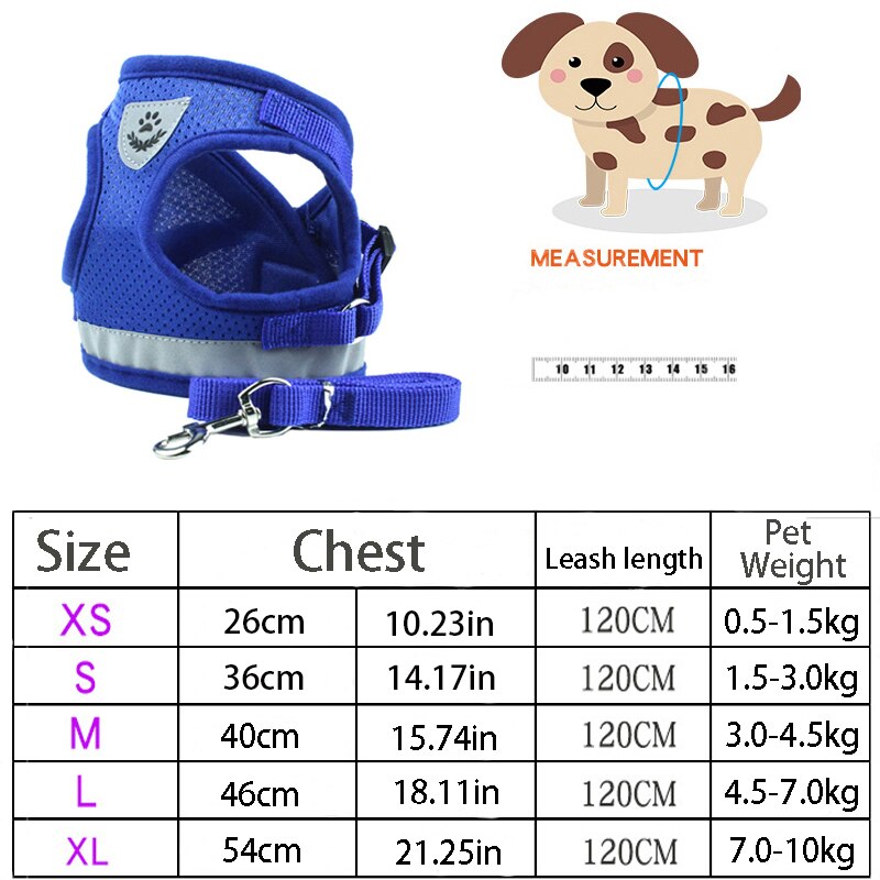 Conjunto de Coleira e Trela Refletor para Cães Pequenos e Médios