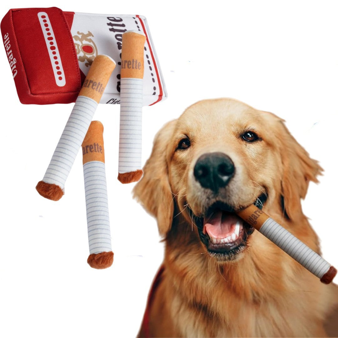Cigar-Shaped Plush Squeaky Dog Toy with Gift Box, Durable Chew Toy