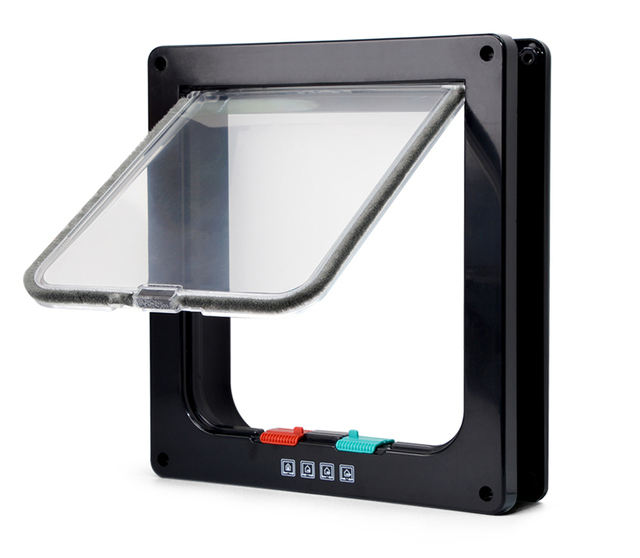 4-Way Lockable Pet Door – Durable ABS Cat & Dog Flap Gate for Indoor Use