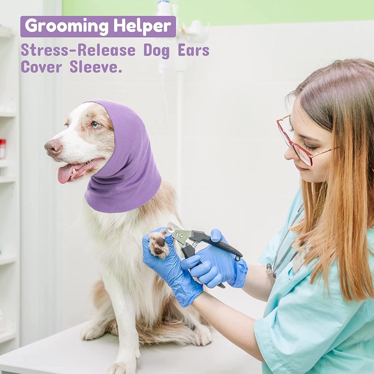 Orelheiras Anti-Ruído e Protetor de Pescoço para Animais de Estimação, Lenço Suavizante para Gatos e Cães