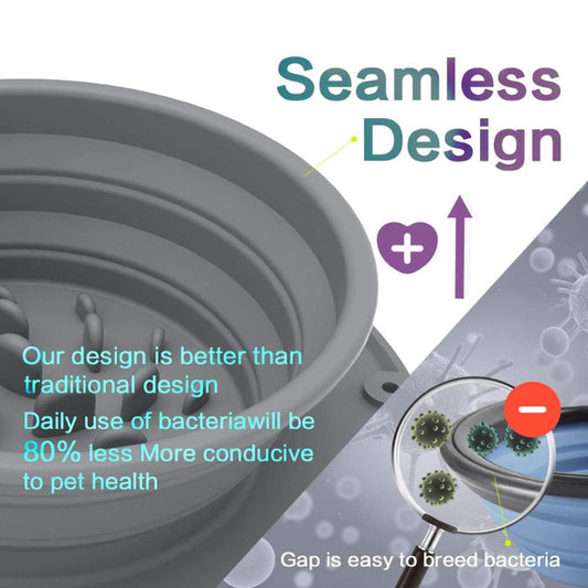 Folding Slow Feeder Bowl – Anti-Choke Double Food Bowl for Dogs