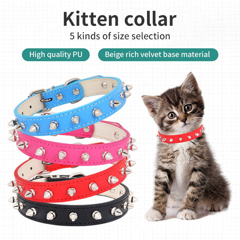 Conjunto de coleira e trela em pele para cães e gatos