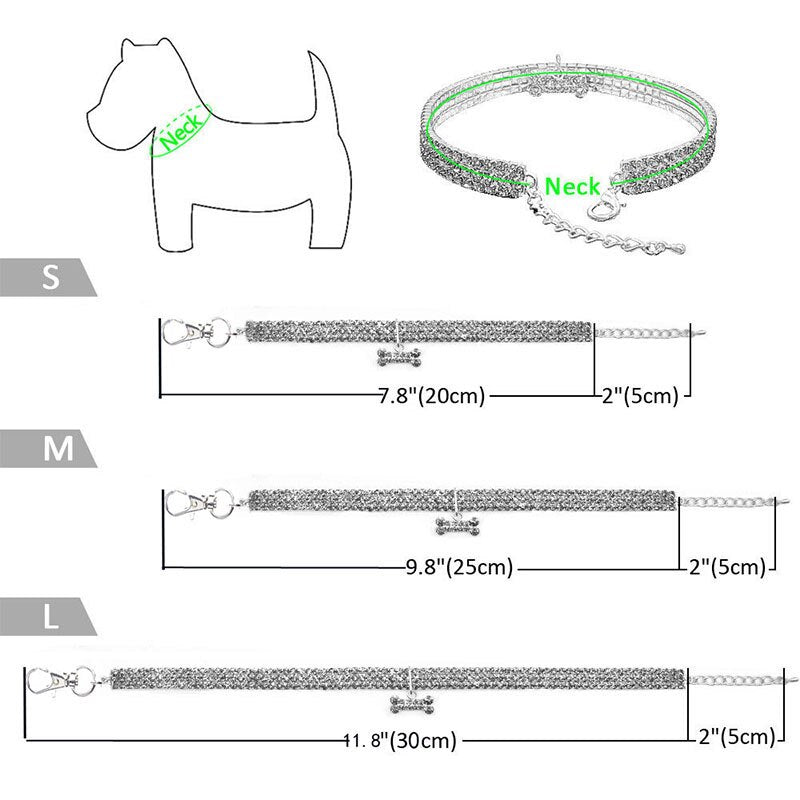 Coleira Bling para Animais de Estimação com Pendente de Osso, Coleira de Joias de Cristal para Gatos e Cães Pequenos