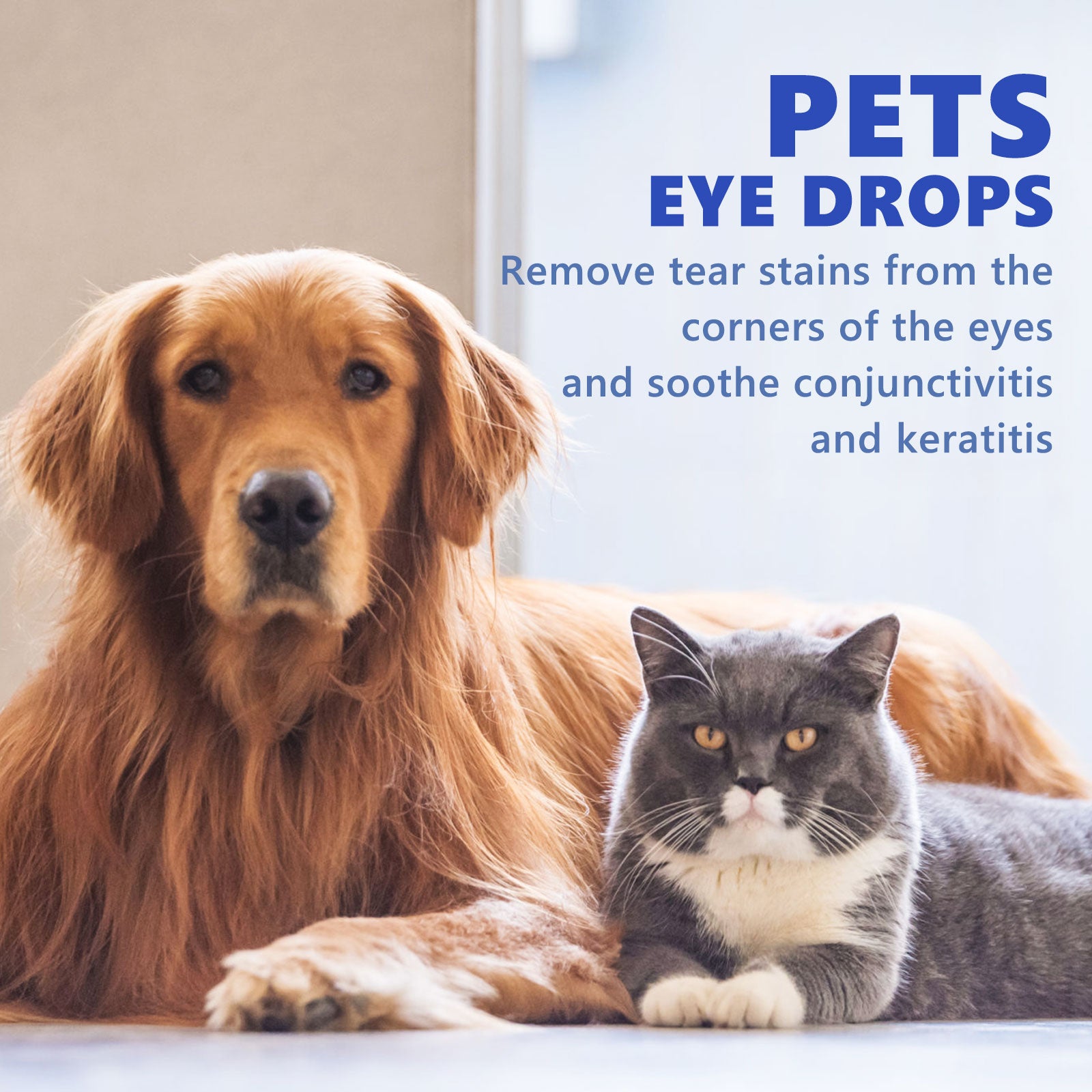 Gotas para Limpeza dos Olhos de Cães e Gatos, Colírio Suave para Cuidados com Manchas de Lágrimas