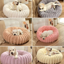 Round Plush animal lit avec Long Fur, chaud Sleeping tapis pour chats et chiens