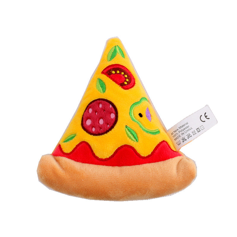 Conjunto de Brinquedos para Cães de Peluche com Som, com Desenhos de Pizza, Hambúrguer e Batatas Fritas