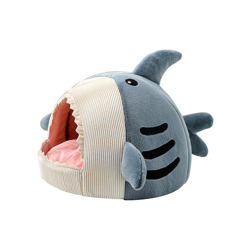 Shark Pet Bed – Cozy Semi-Closed Nest for Cats & Small Dogs